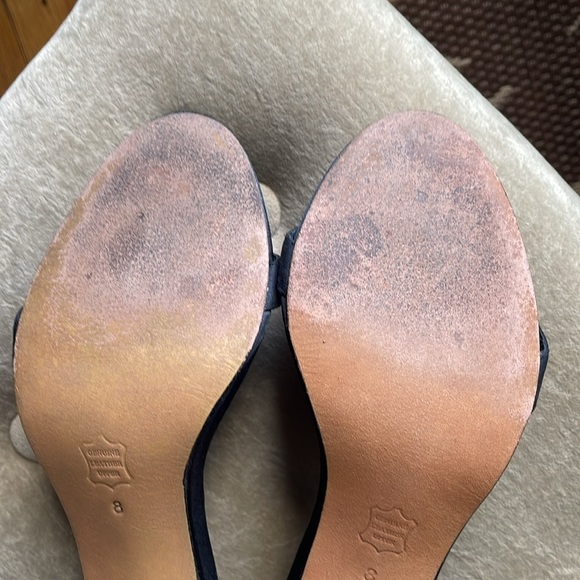 💃🏻 👠 FABULOUS Stephanie McB Size 8 Black Satin Ballerina Stilettos - Picture 8 of 13